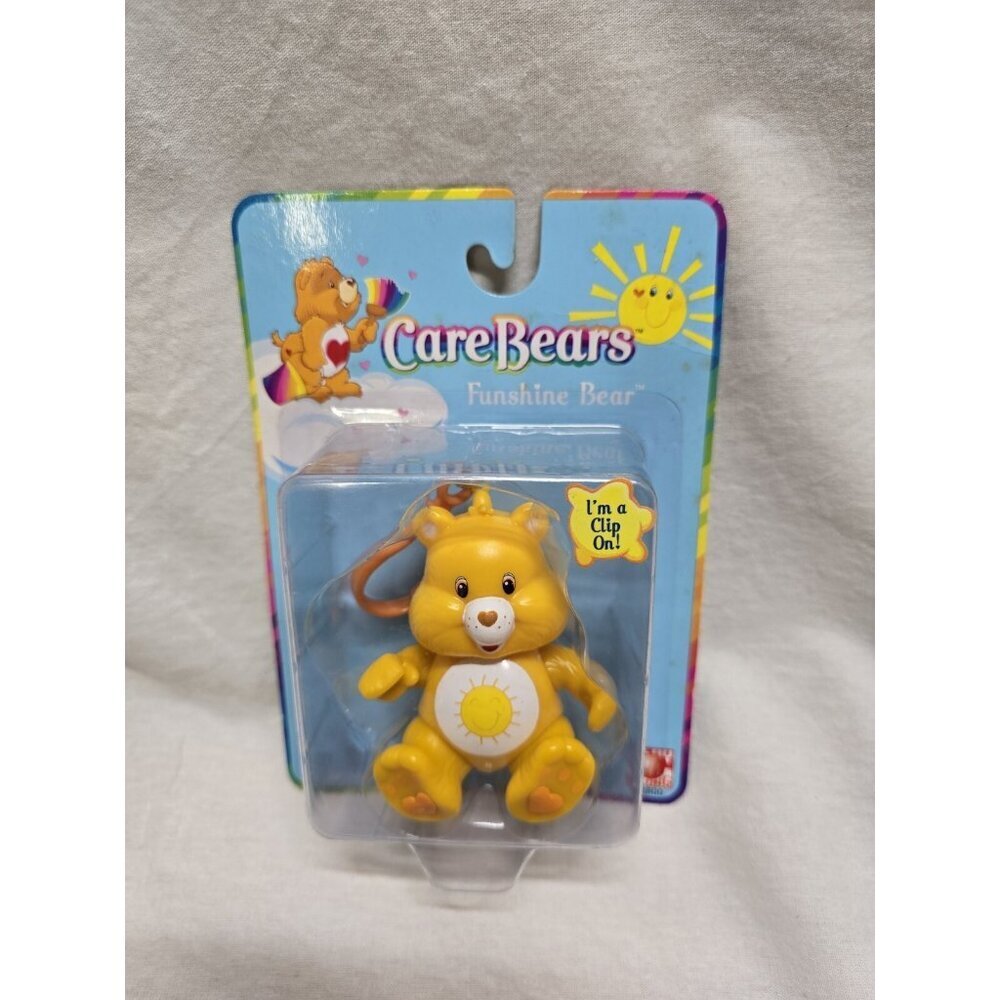 Care Bears- 2003 Clip On Poseable Keychain Figure- Funshine Bear- NEW